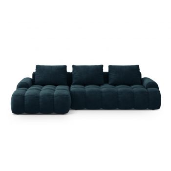 Coltar extensibil stanga 3 locuri, Linz, Cosmopolitan Design, 275x142x84 cm, catifea, albastru petrol inchis
