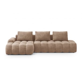 Coltar extensibil stanga 3 locuri, Linz, Cosmopolitan Design, 275x142x84 cm, cotiera dreapta, catifea, bej inchis