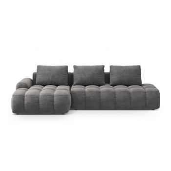 Coltar extensibil stanga 3 locuri, Linz, Cosmopolitan Design, 275x142x84 cm, cotiera dreapta, catifea, gri