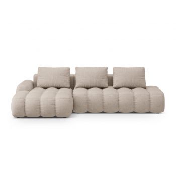 Coltar extensibil stanga 3 locuri, Linz, Cosmopolitan Design, 275x142x84 cm, cotiera dreapta, tesatura structurata, bej sand