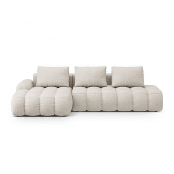 Coltar extensibil stanga 3 locuri, Linz, Cosmopolitan Design, 275x142x84 cm, cotiera dreapta, tesatura structurata, bej
