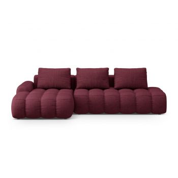 Coltar extensibil stanga 3 locuri, Linz, Cosmopolitan Design, 275x142x84 cm, cotiera dreapta, tesatura structurata, bordo