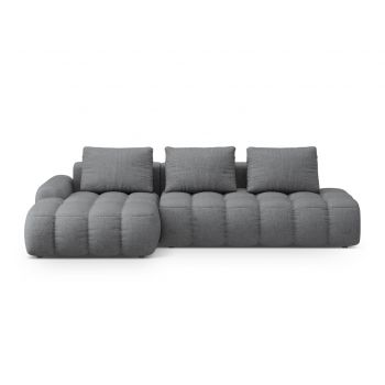 Coltar extensibil stanga 3 locuri, Linz, Cosmopolitan Design, 275x142x84 cm, cotiera dreapta, tesatura structurata, gri