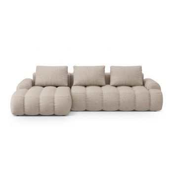 Coltar extensibil stanga 3 locuri, Linz, Cosmopolitan Design, 275x142x84 cm, tesatura structurata, bej sand