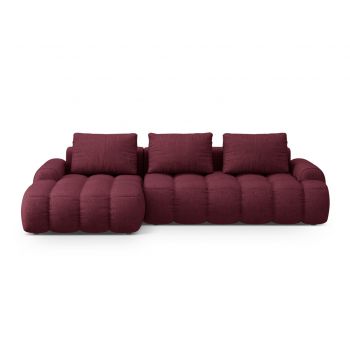 Coltar extensibil stanga 3 locuri, Linz, Cosmopolitan Design, 275x142x84 cm, tesatura structurata, bordo