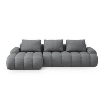 Coltar extensibil stanga 3 locuri, Linz, Cosmopolitan Design, 275x142x84 cm, tesatura structurata, gri