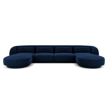 Coltar panoramic 5 locuri, Tulum, Cosmopolitan Design, 330x156x70 cm, catifea, albastru regal