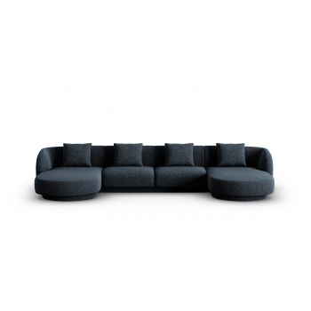 Coltar panoramic 5 locuri, Tulum, Cosmopolitan Design, 330x156x70 cm, tesatura chenille, albastru regal