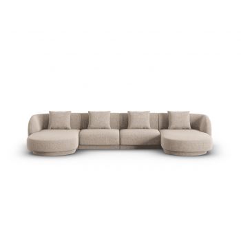 Coltar panoramic 5 locuri, Tulum, Cosmopolitan Design, 330x156x70 cm, tesatura chenille, bej
