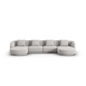 Coltar panoramic 5 locuri, Tulum, Cosmopolitan Design, 330x156x70 cm, tesatura chenille, gri deschis