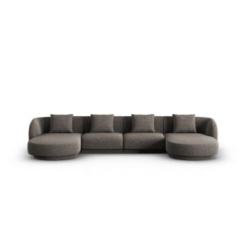 Coltar panoramic 5 locuri, Tulum, Cosmopolitan Design, 330x156x70 cm, tesatura chenille, gri