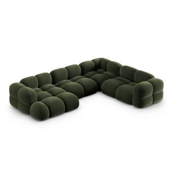 Coltar panoramic dreapta 5 locuri, Loretto, Cosmopolitan Design, 345x250x68 cm, catifea, verde
