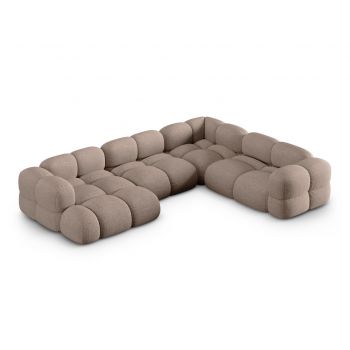 Coltar panoramic dreapta 5 locuri, Loretto, Cosmopolitan Design, 345x250x68 cm, tesatura structurata, cappuccino