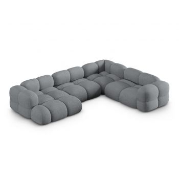 Coltar panoramic dreapta 5 locuri, Loretto, Cosmopolitan Design, 345x250x68 cm, tesatura structurata, gri