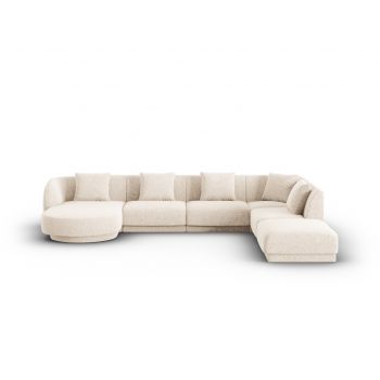 Coltar panoramic dreapta 6 locuri, Tulum, Cosmopolitan Design, 330x255x70 cm, tesatura chenille, bej deschis