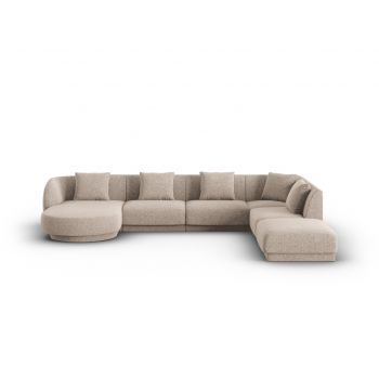 Coltar panoramic dreapta 6 locuri, Tulum, Cosmopolitan Design, 330x255x70 cm, tesatura chenille, bej
