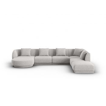 Coltar panoramic dreapta 6 locuri, Tulum, Cosmopolitan Design, 330x255x70 cm, tesatura chenille, gri deschis