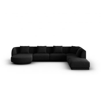 Coltar panoramic dreapta 6 locuri, Tulum, Cosmopolitan Design, 330x255x70 cm, tesatura chenille, negru