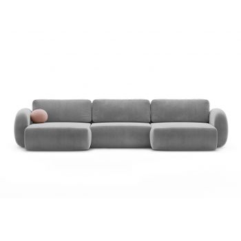 Coltar panoramic extensibil 5 locuri, Tonale, Cosmopolitan Design, 362x149x88 cm, catifea, gri inchis