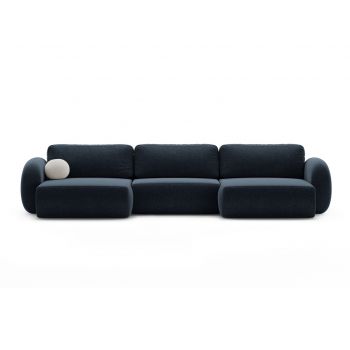 Coltar panoramic extensibil 5 locuri, Tonale, Cosmopolitan Design, 362x149x88 cm, tesatura chenille, albastru navy