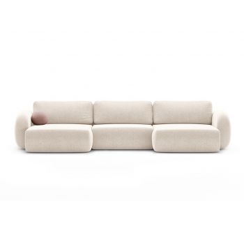 Coltar panoramic extensibil 5 locuri, Tonale, Cosmopolitan Design, 362x149x88 cm, tesatura chenille, bej deschis