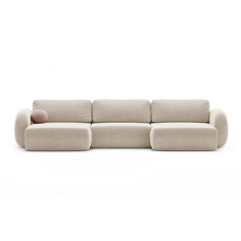 Coltar panoramic extensibil 5 locuri, Tonale, Cosmopolitan Design, 362x149x88 cm, tesatura chenille, bej inchis