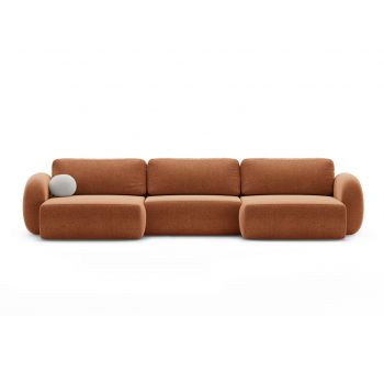 Coltar panoramic extensibil 5 locuri, Tonale, Cosmopolitan Design, 362x149x88 cm, tesatura chenille, caramiziu
