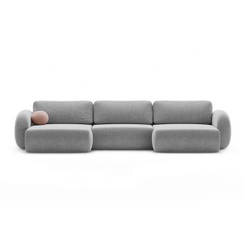 Coltar panoramic extensibil 5 locuri, Tonale, Cosmopolitan Design, 362x149x88 cm, tesatura chenille, gri deschis