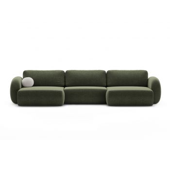 Coltar panoramic extensibil 5 locuri, Tonale, Cosmopolitan Design, 362x149x88 cm, tesatura chenille, verde