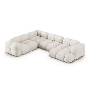 Coltar panoramic stanga 5 locuri, Loretto, Cosmopolitan Design, 345x250x68 cm, tesatura structurata, bej