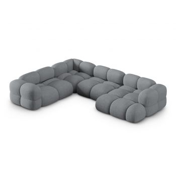 Coltar panoramic stanga 5 locuri, Loretto, Cosmopolitan Design, 345x250x68 cm, tesatura structurata, gri