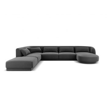 Coltar panoramic stanga 6 locuri, Tulum, Cosmopolitan Design, 330x255x70 cm, catifea, gri