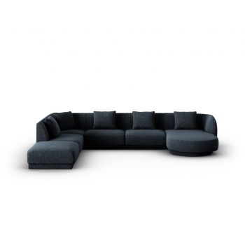 Coltar panoramic stanga 6 locuri, Tulum, Cosmopolitan Design, 330x255x70 cm, tesatura chenille, albastru regal