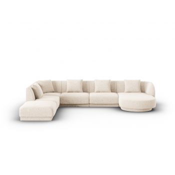 Coltar panoramic stanga 6 locuri, Tulum, Cosmopolitan Design, 330x255x70 cm, tesatura chenille, bej deschis