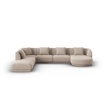 Coltar panoramic stanga 6 locuri, Tulum, Cosmopolitan Design, 330x255x70 cm, tesatura chenille, bej