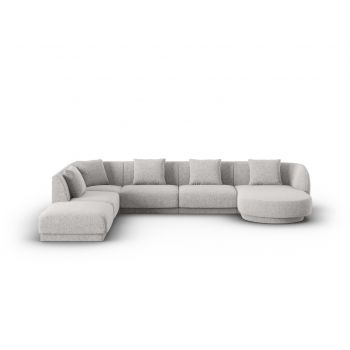 Coltar panoramic stanga 6 locuri, Tulum, Cosmopolitan Design, 330x255x70 cm, tesatura chenille, gri deschis