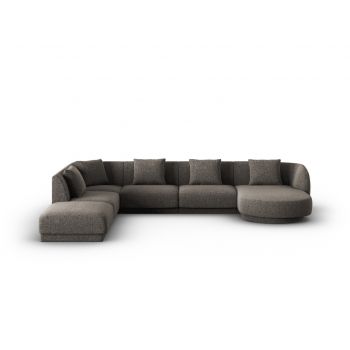 Coltar panoramic stanga 6 locuri, Tulum, Cosmopolitan Design, 330x255x70 cm, tesatura chenille, gri
