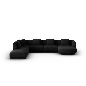Coltar panoramic stanga 6 locuri, Tulum, Cosmopolitan Design, 330x255x70 cm, tesatura chenille, negru