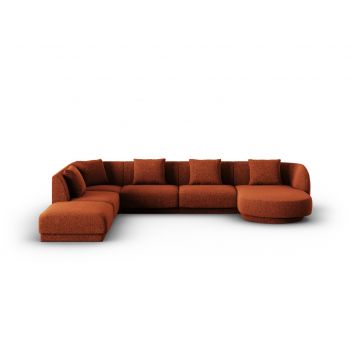 Coltar panoramic stanga 6 locuri, Tulum, Cosmopolitan Design, 330x255x70 cm, tesatura chenille, teracota