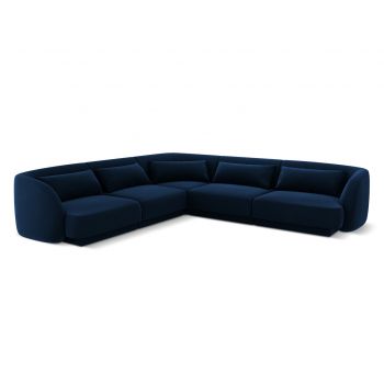 Coltar reversibil 5 locuri, Tulum, Cosmopolitan Design, 255x255x70 cm, catifea, albastru regal