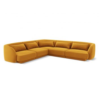 Coltar reversibil 5 locuri, Tulum, Cosmopolitan Design, 255x255x70 cm, catifea, galben