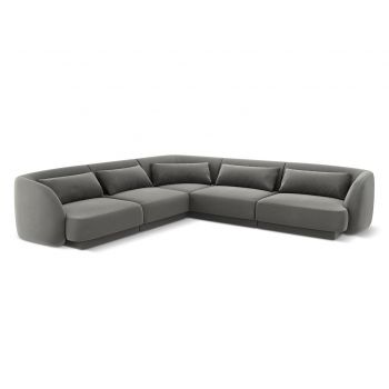 Coltar reversibil 5 locuri, Tulum, Cosmopolitan Design, 255x255x70 cm, catifea, gri deschis