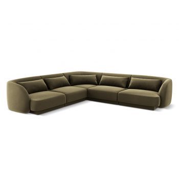 Coltar reversibil 5 locuri, Tulum, Cosmopolitan Design, 255x255x70 cm, catifea, verde
