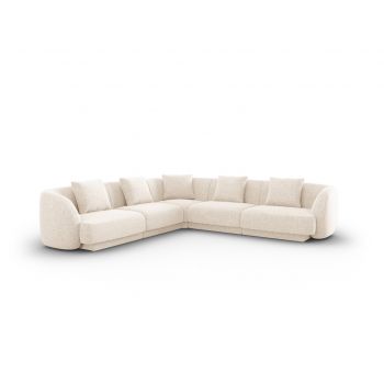 Coltar reversibil 5 locuri, Tulum, Cosmopolitan Design, 255x255x70 cm, tesatura chenille, bej deschis