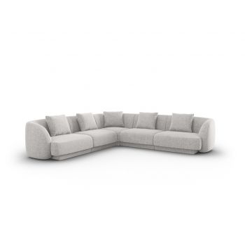 Coltar reversibil 5 locuri, Tulum, Cosmopolitan Design, 255x255x70 cm, tesatura chenille, gri deschis