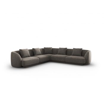 Coltar reversibil 5 locuri, Tulum, Cosmopolitan Design, 255x255x70 cm, tesatura chenille, gri