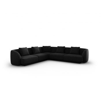 Coltar reversibil 5 locuri, Tulum, Cosmopolitan Design, 255x255x70 cm, tesatura chenille, negru