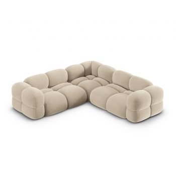 Coltar simetric 4 locuri, Loretto, Cosmopolitan Design, 250x250x68 cm, catifea, bej deschis