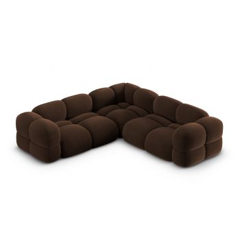 Coltar simetric 4 locuri, Loretto, Cosmopolitan Design, 250x250x68 cm, catifea, ciocolata