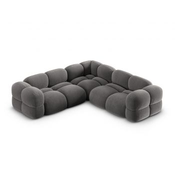 Coltar simetric 4 locuri, Loretto, Cosmopolitan Design, 250x250x68 cm, catifea, gri